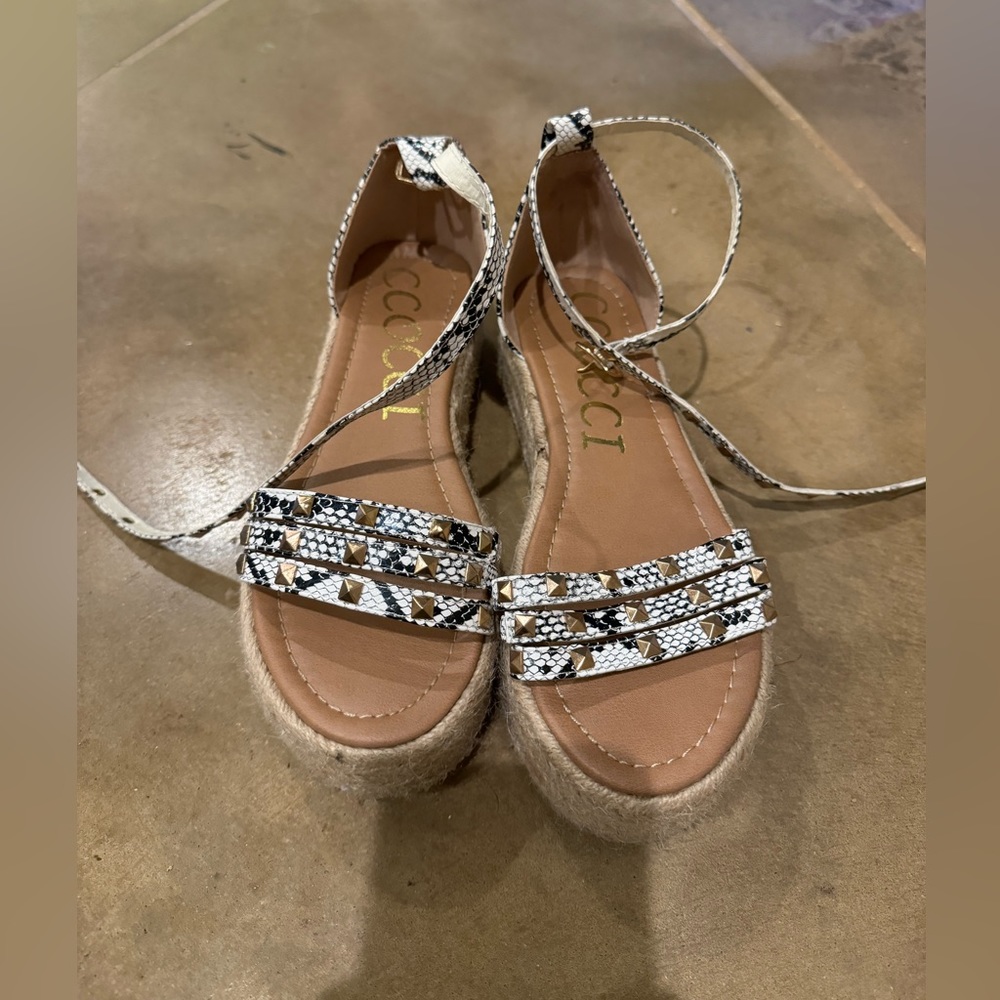 Snake Print Platform Sandals
